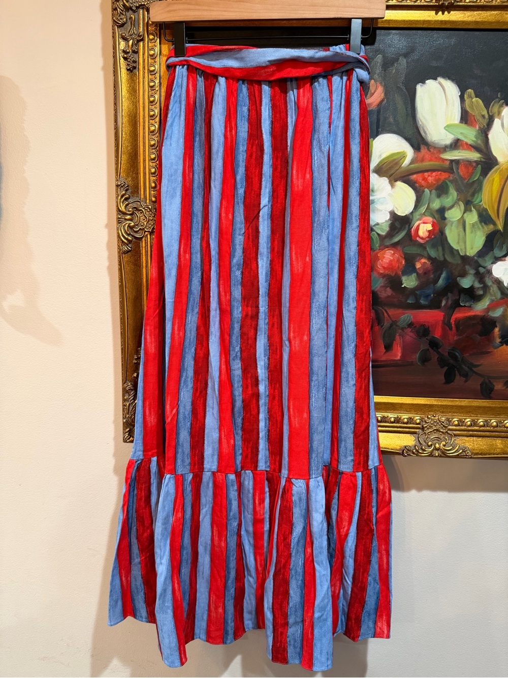 Pomander Place Red & Blue Striped Tie-Waist Maxi Skirt - Picture 3 of 6